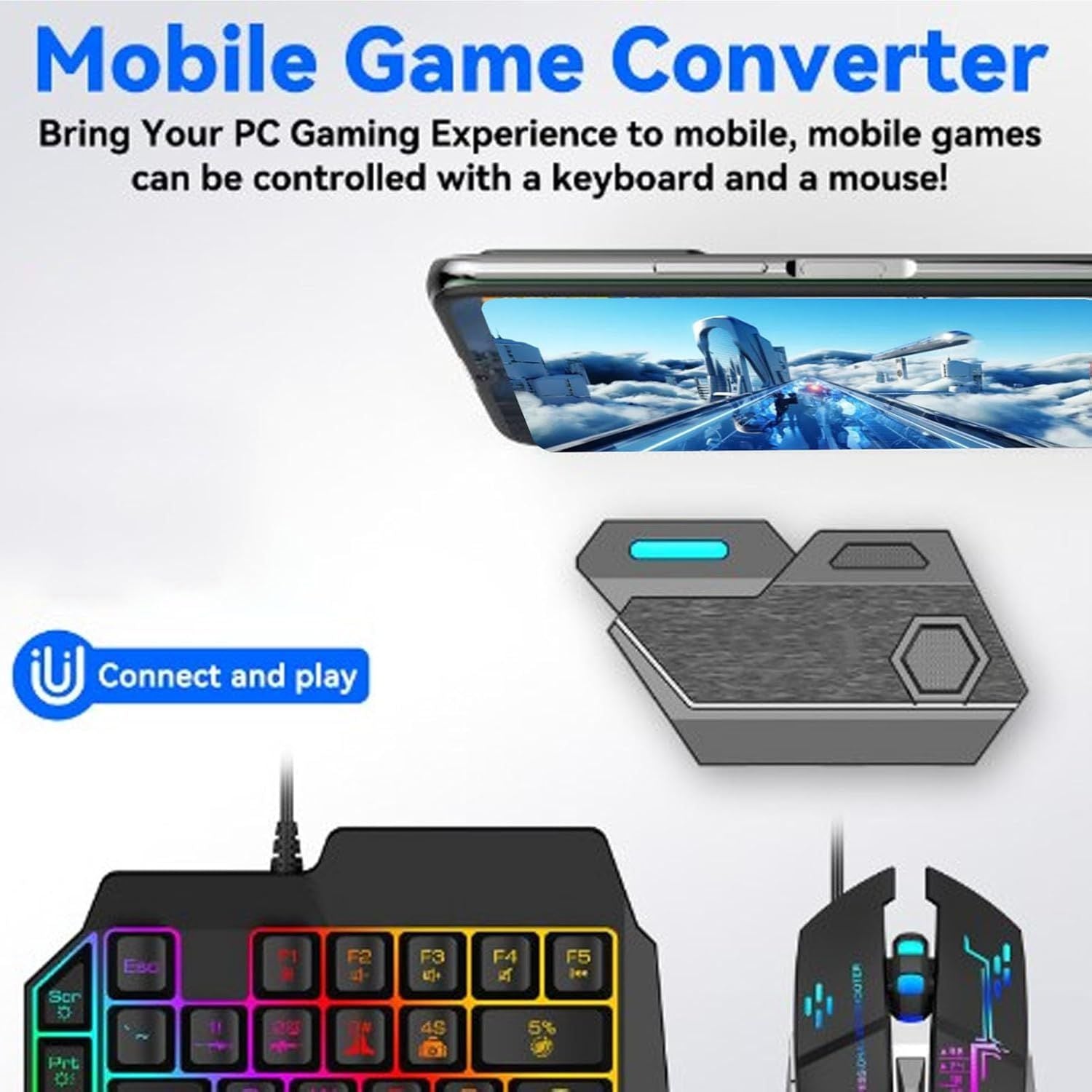 One Hand RGB Gaming Keyboard and Mouse Combo | سيطر على كل لعبة بأناقة!